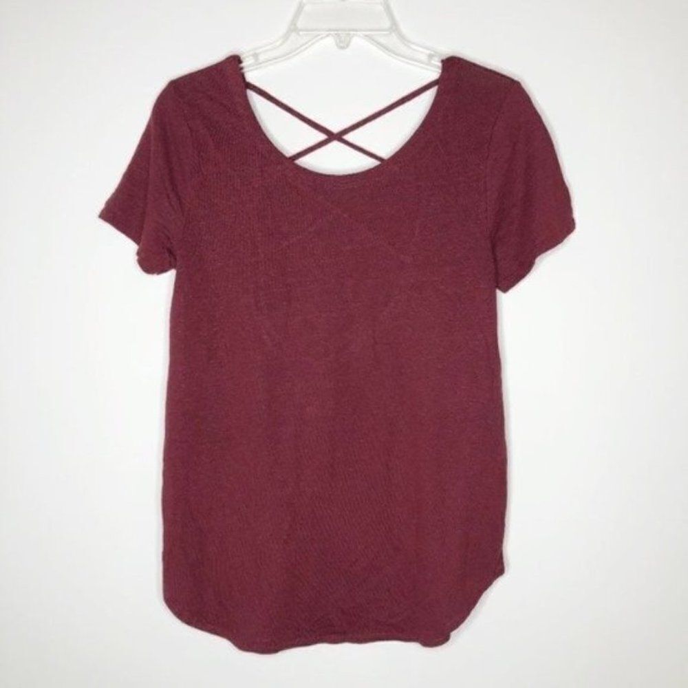 CHASER Linen Criss Cross Short Sleeve Tee 